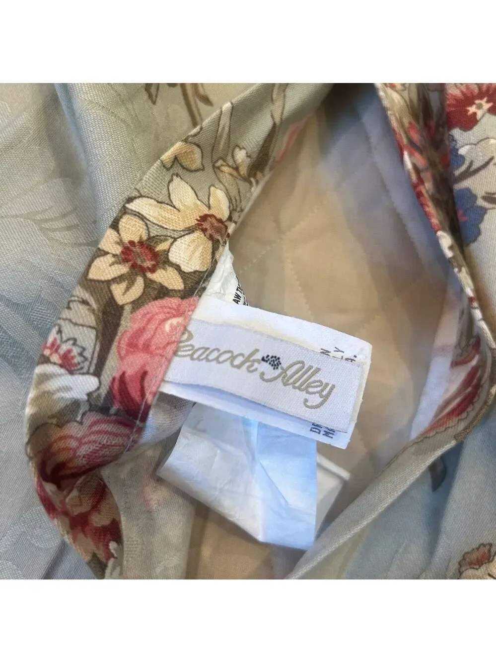 Peacock Alley pillow Sham Quilted Floral Patterned 100% Cotton Farmhouse
